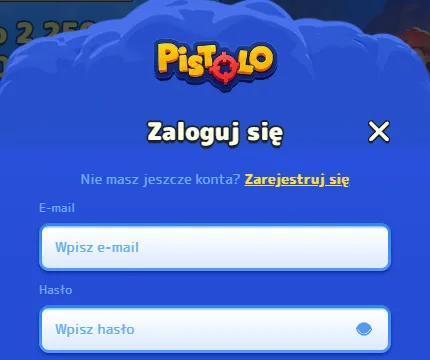 Pistolo casino logowanie – formularz z adresem e-mail, hasłem i linkiem przypomnienia